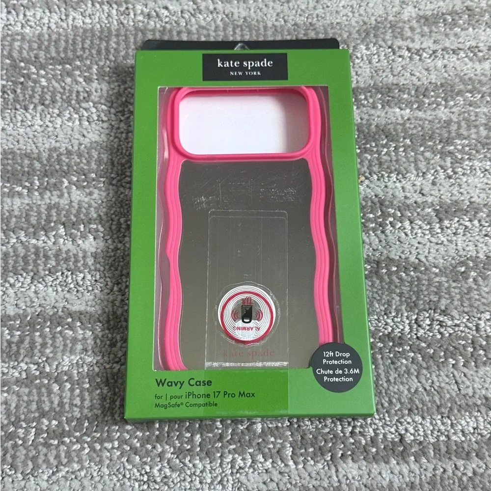 kate spade mirrored wavy MagSafe iPhone 17 pro max Case with Pink Bumper